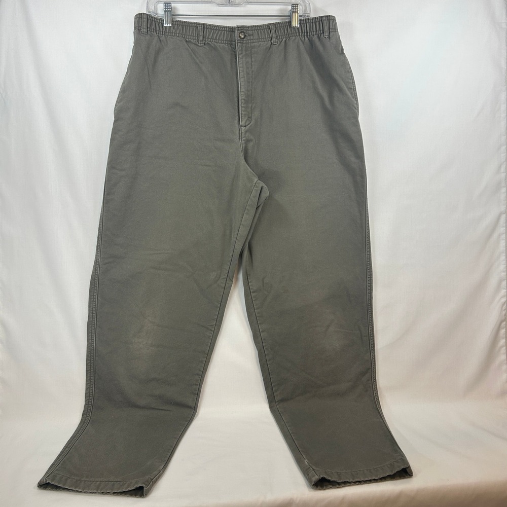 Vintage 2000s L.L. Bean Olive Green Flannel-Lined Chino Pants Size W. L L32